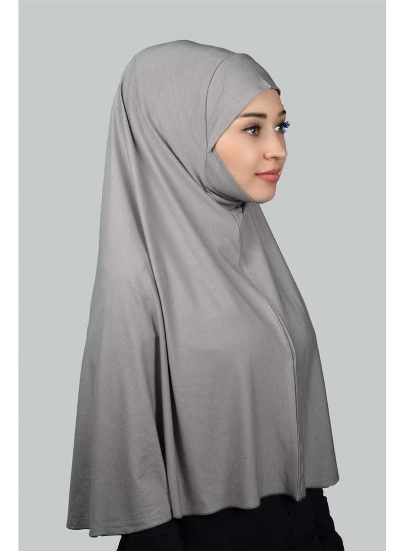 Altobeh Ready-made Turban Practical Scarf with Veil Hijab with Nikap - Prayer Cover Soufflé (3Xl) - Gray - Image 4